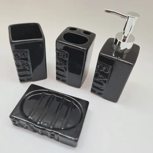 Imagem do produto JOGO BANHEIRO CERAMICA X4 PRETO 42023-100 GRILLO