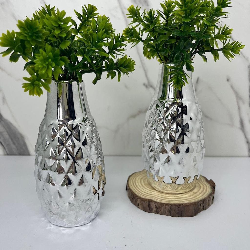 Imagem do produto VASO DE CERAMICA QUADRADO X4 PRATA 47211-151 GRILLO