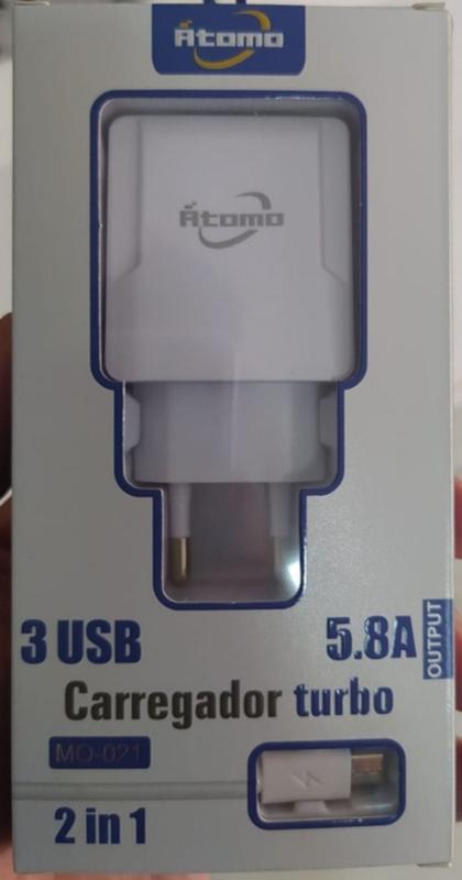Imagem do produto CARREGADOR IPHONE TURBO 5.8A ATOMO