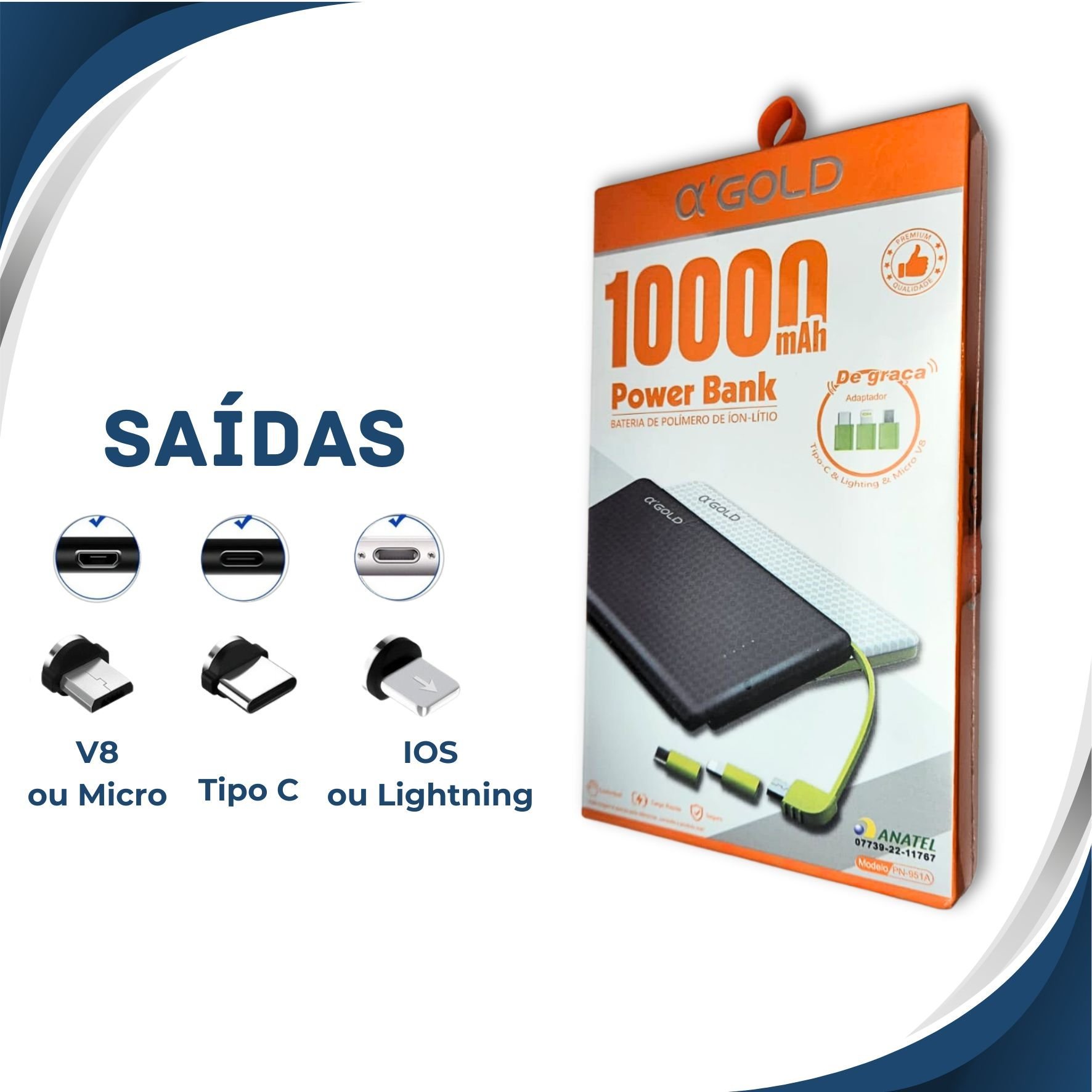 Imagem do produto CARREGADOR PORTATIL 1000MAH KTS