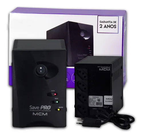 Imagem do produto ESTABILIZADOR 1000VA MCM SAVE PRO PRETO BIVOLT/115V