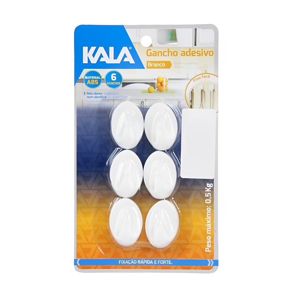Imagem do produto GANCHO BR ADESIVO ABS 0;5KG 6PCS - KALA