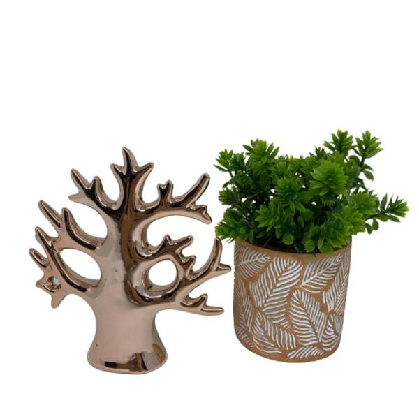 Imagem do produto VASO CERAMICA FOLHA ROSEIRA DECOR GD DOURADO 44706152 GRILLO