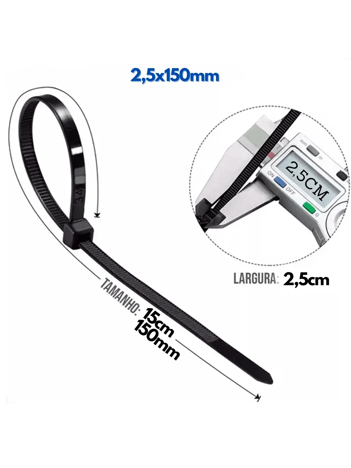 Imagem do produto ABRACADEIRA NYLON 2,5X150MM PRETA UND