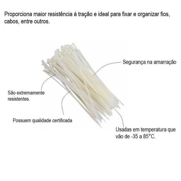 Imagem do produto ABRACADEIRA NYLON BRANCA 140X2.5 MM UNID