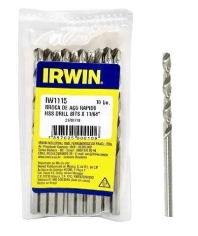 Imagem do produto BROCA ACO RAPIDO 11/64 BR AR ANSI B 94 IRWIN 83X11/64" SP C/10