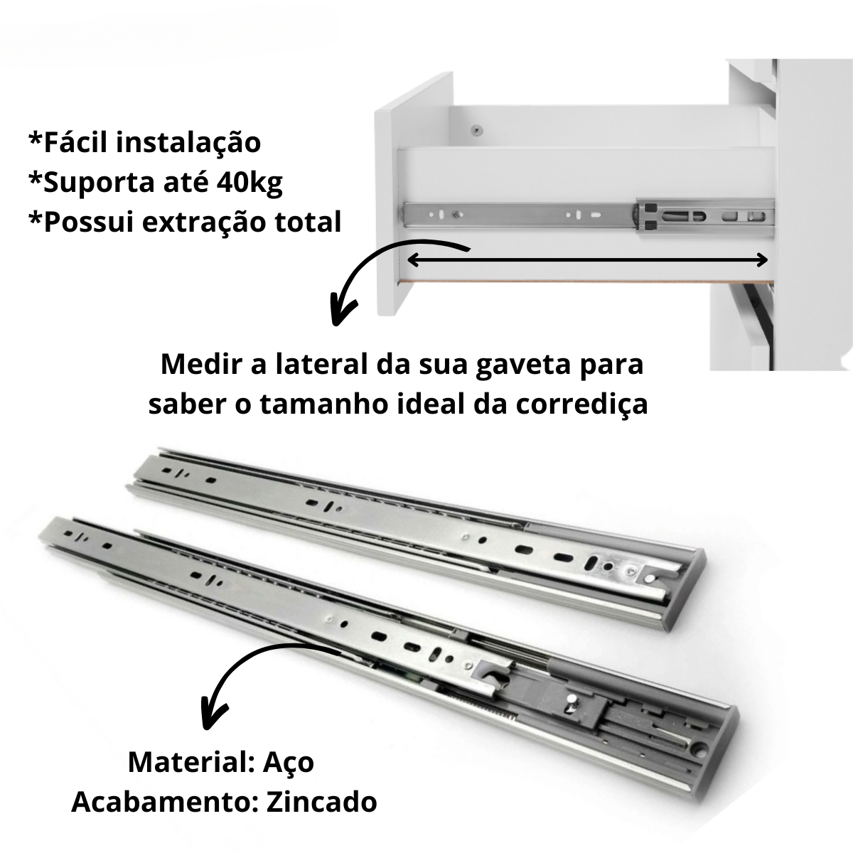 Imagem do produto CORREDICA 45CM LARGA TELESC GARANTIDO MARCAS