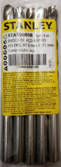 Imagem do produto BROCA ACO RAPIDO 8MM - STANLEY