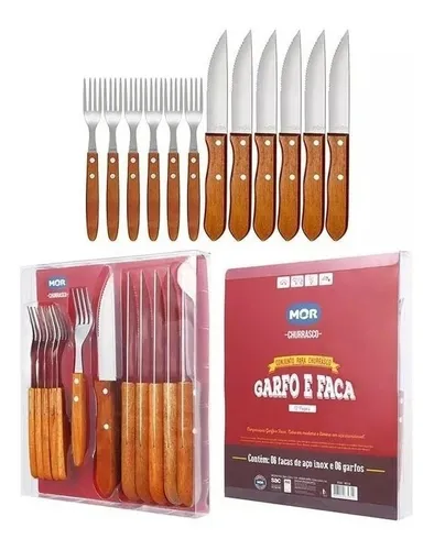 Imagem do produto CJ CHURRASCO GARFO E FACA 12PCS MOR