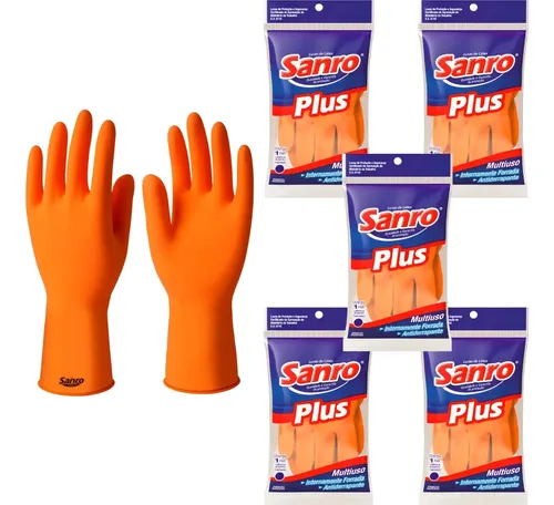 Imagem do produto LUVA LATEX LARANJA M SANRO PLUS