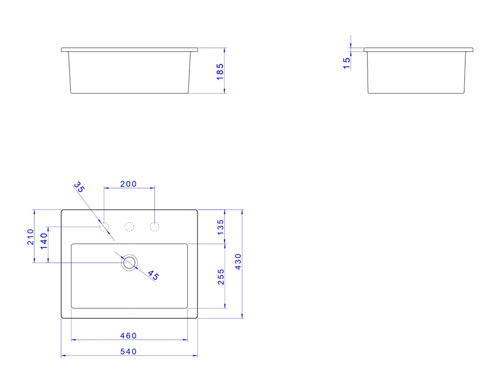 Imagem do produto CUBA DECA L 840 RET SOBREPOR C/MESA BR GELO 540X430MM
