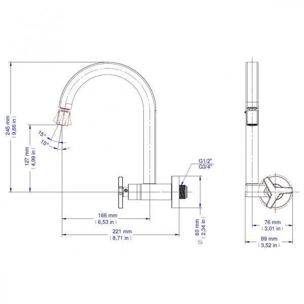 Imagem do produto TORNEIRA COZ PAREDE 876606 DOCOLCITY