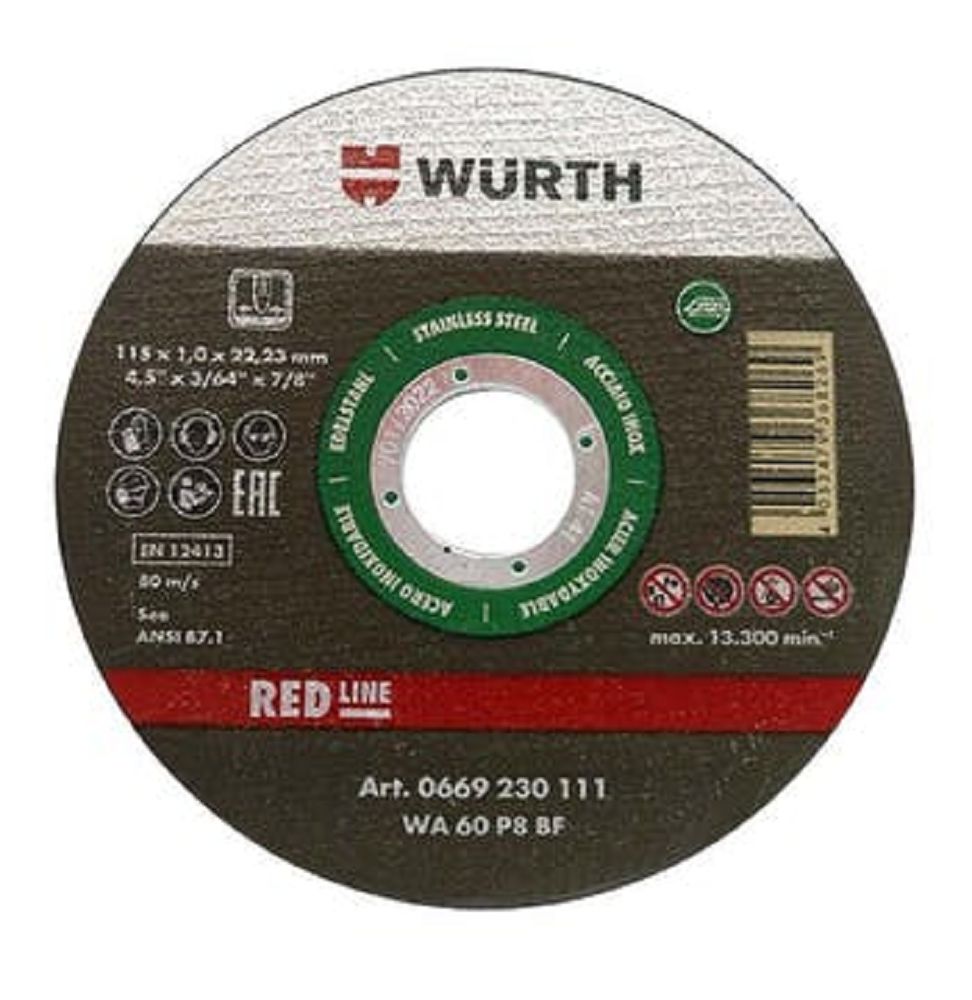 Imagem do produto DISCO CORTE INOX/FERRO GREEN FN 115 X1,0X22,2MM WURTH