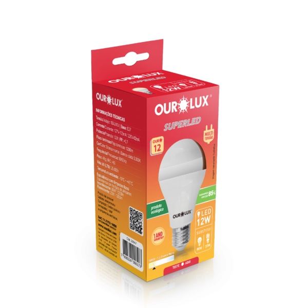 Imagem do produto LAMPADA LED 12W BULBO BRANCA OUROLUX