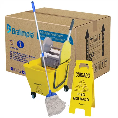 Imagem do produto KIT COMPLETO P/LIMPEZA AMARELO BRALIMPIA