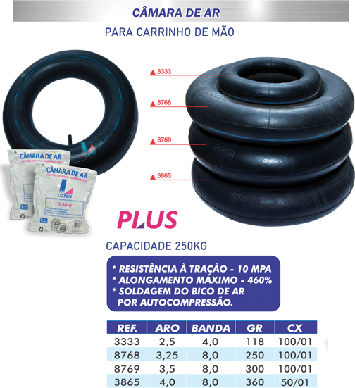 Imagem do produto CAMARA DE AR 3,50X8 8769 LOTUS