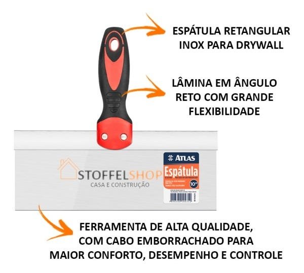 Imagem do produto ESPATULA DE ACO 8CM RETANGULAR DRYWALL INOX REF.AT6455/8