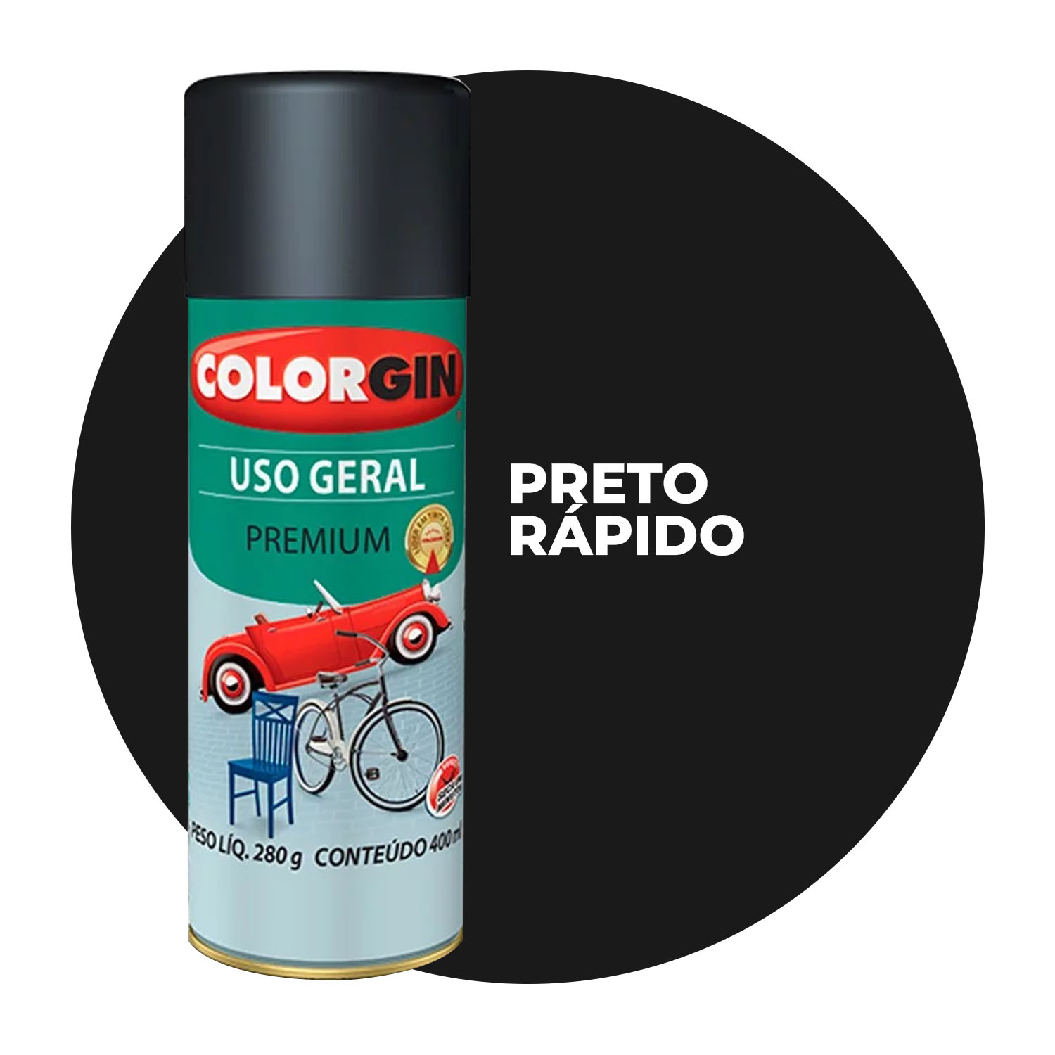 Imagem do produto TINTA SPRAY PRETO RAPIDO 300ML RENNER