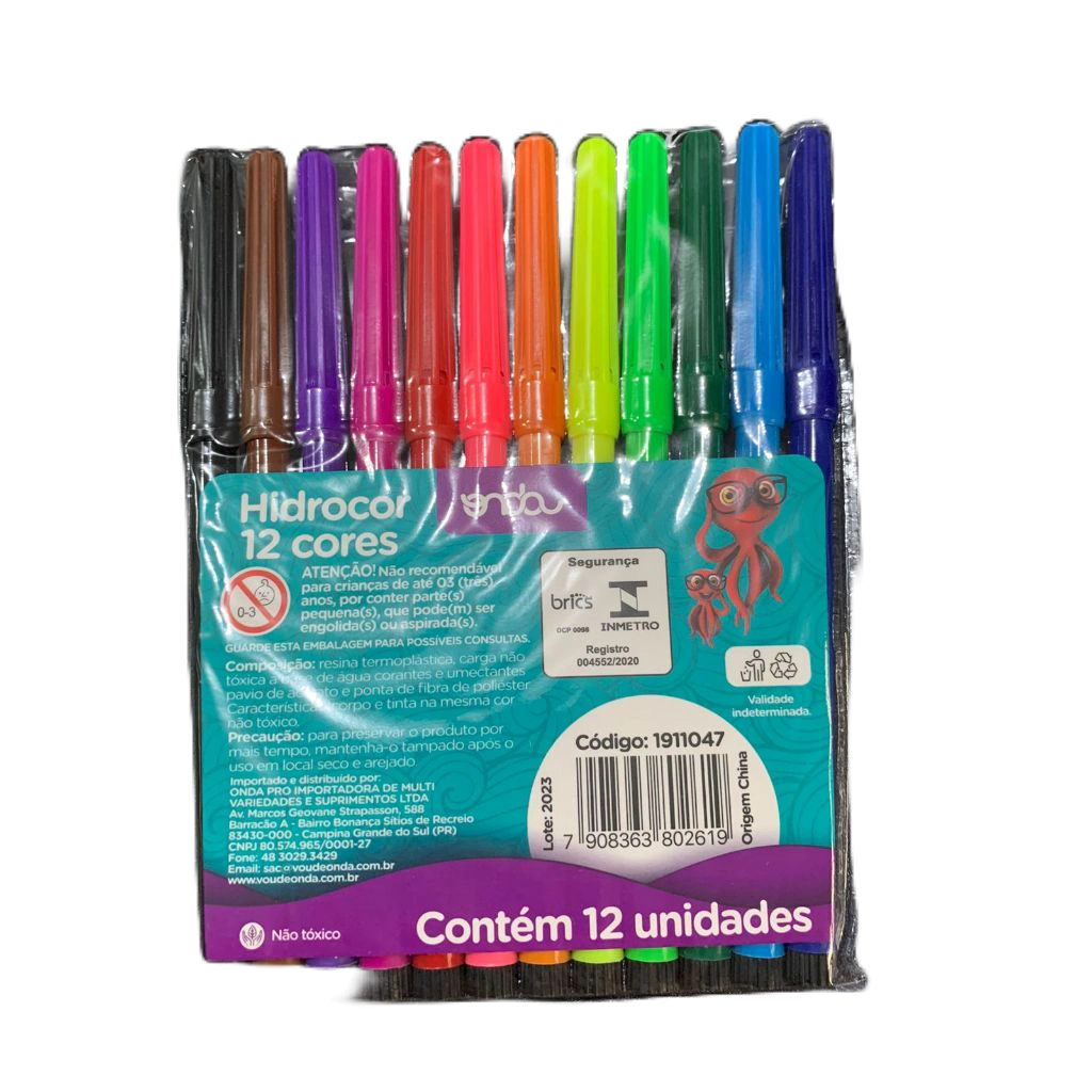 Imagem do produto CANETA HIDROCOR GRANDE C/12 CORES AT BRASIL