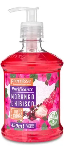 Imagem do produto SABONETE LIQUIDO COM PUMP MORANGO E HIBISCUS 450 ML PREMISSE