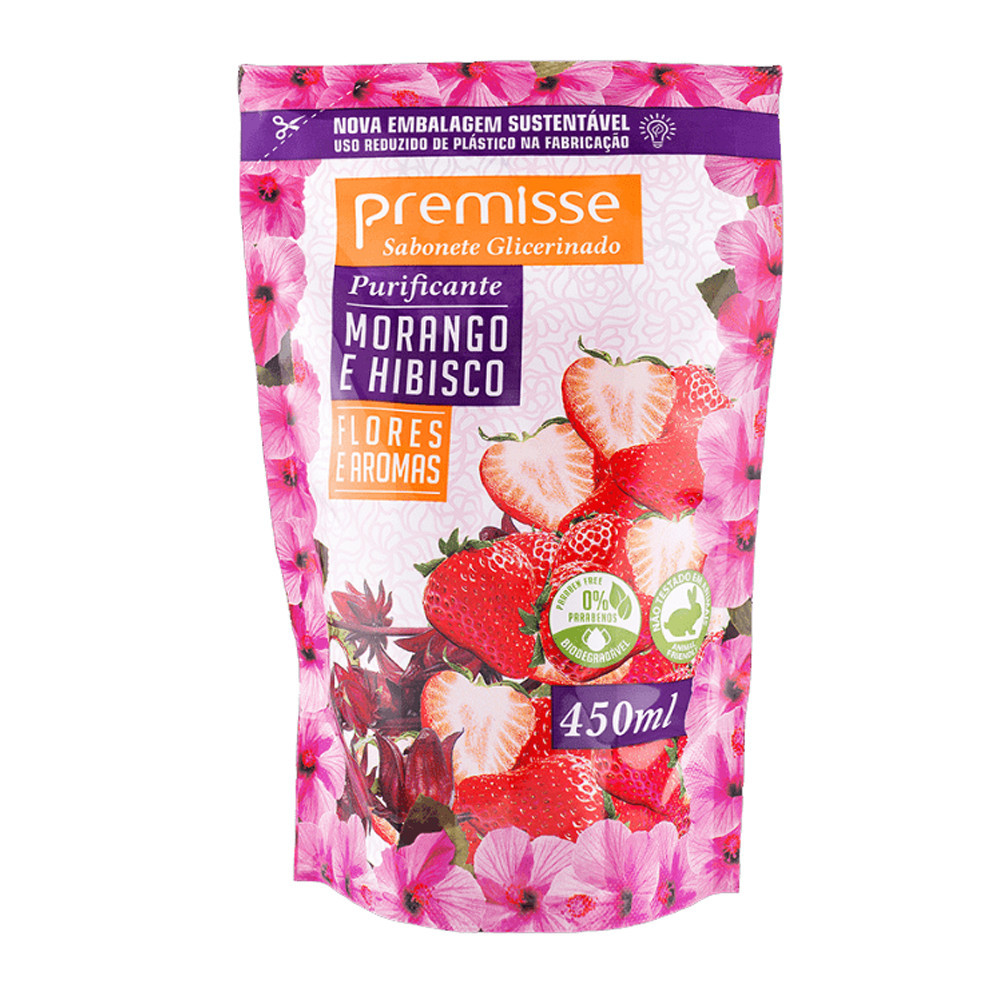 Imagem do produto SABONETE LIQUIDO MORANGO E HIBISCOS 450ML PREMISSE
