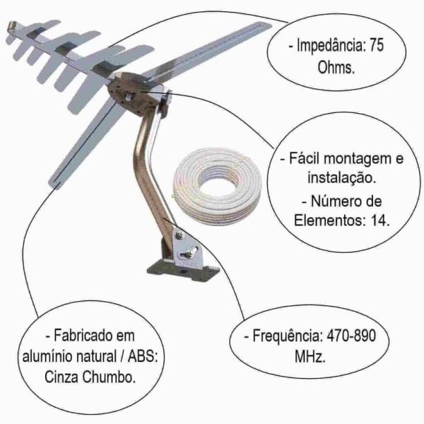 Imagem do produto ANTENA P/TV EXT.10 ELE.DIGITAL BRASFORMA
