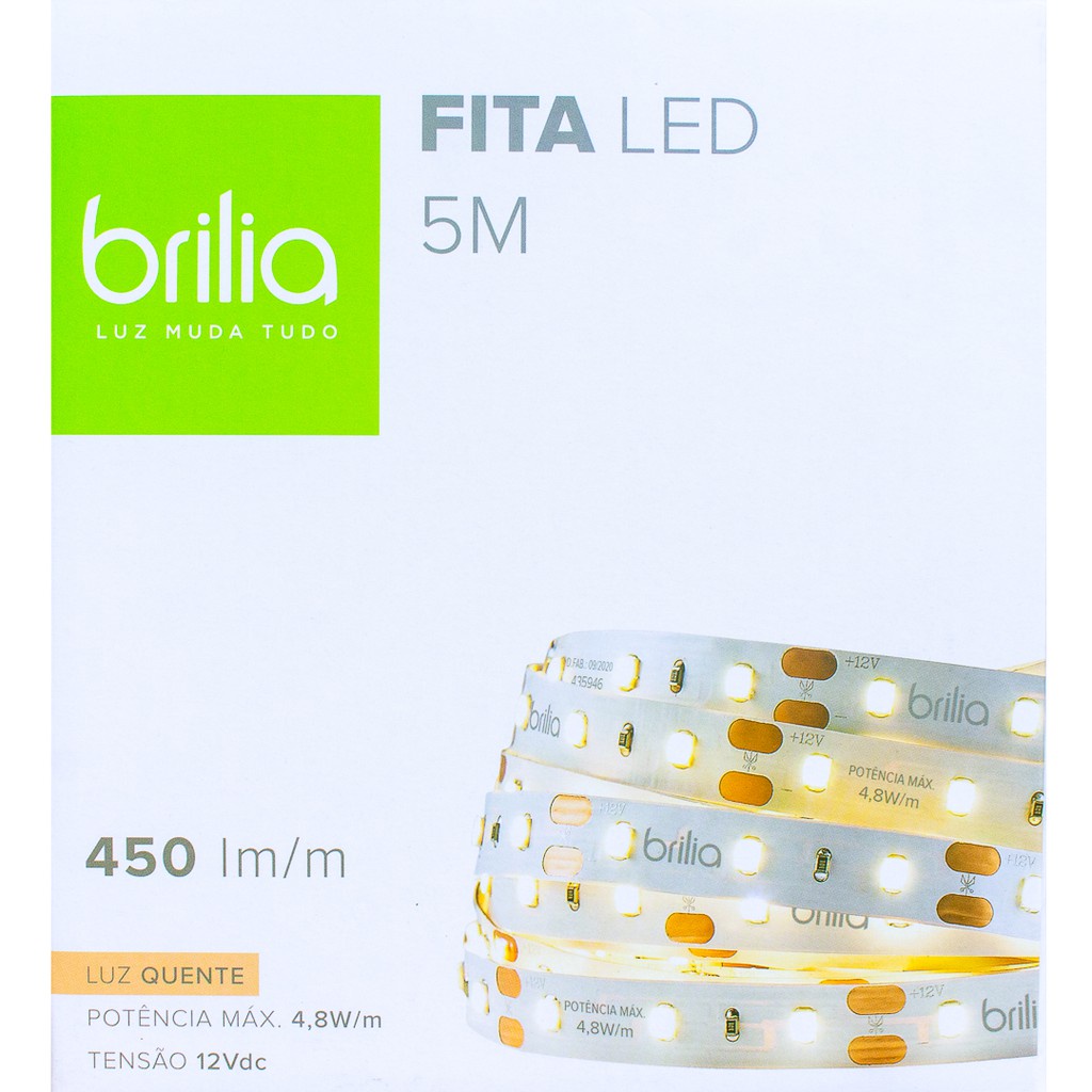 Imagem do produto FITA LED BRILIA 4,8W 5MT. 12V IP20 2700K