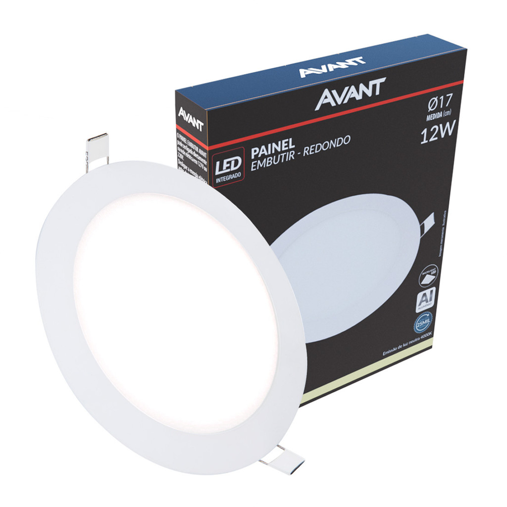 Imagem do produto PAINEL LED EMB RED 12W 3000K AM