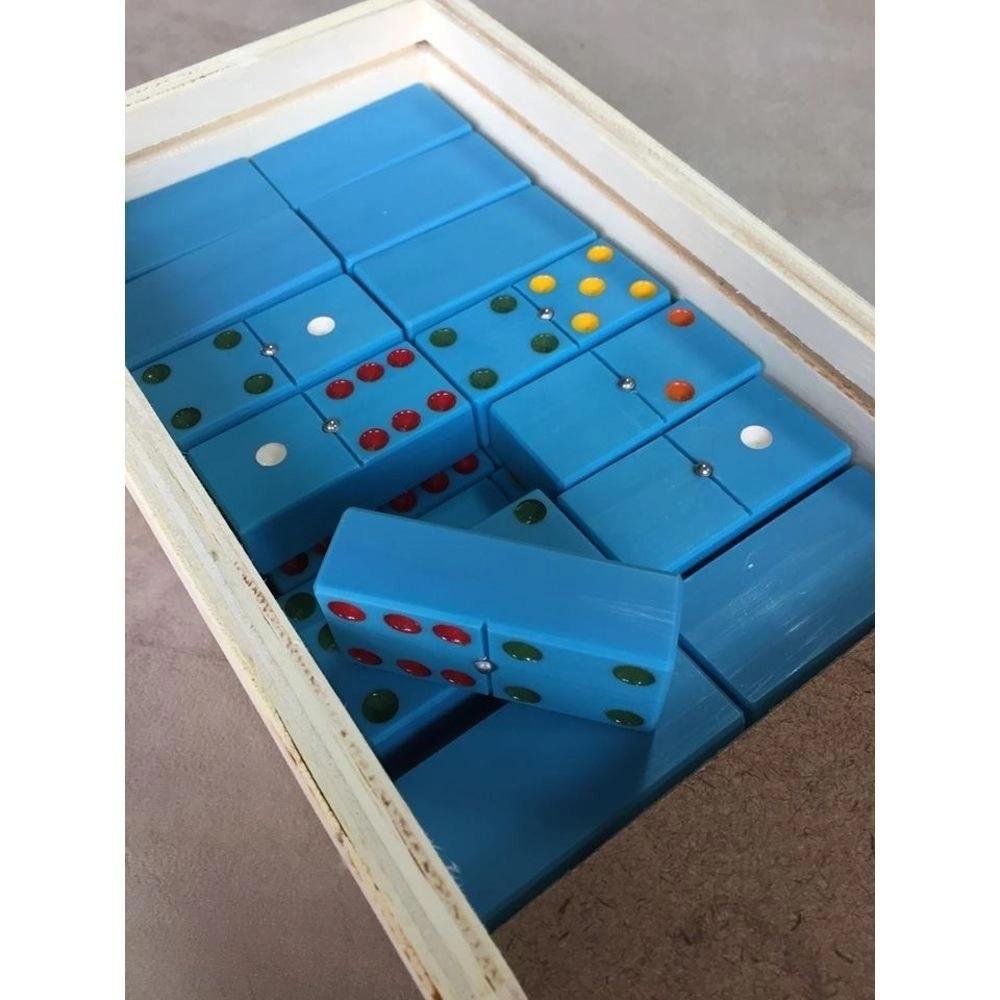 Imagem do produto DOMINO PVC GD AZUL C/ CAIXA MADEIRA