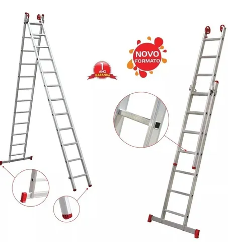 Imagem do produto ESCADA EXTENSIVA 9 DEGRAUS 3 EM 1 ESC0618 BOTAFOGO