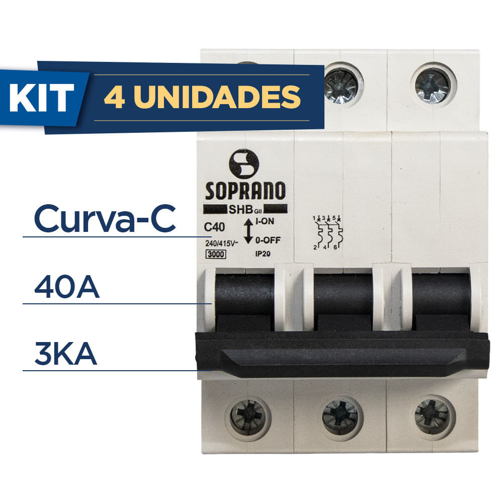 Imagem do produto DISJUNTOR TRIFASICO DIN BR 40A SOPRANO