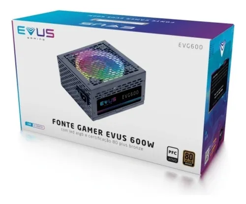 Imagem do produto FONTE ATX 500W REAL EVUS EVG500 ARGB 80 PLUS BRONZE PFC ATIV