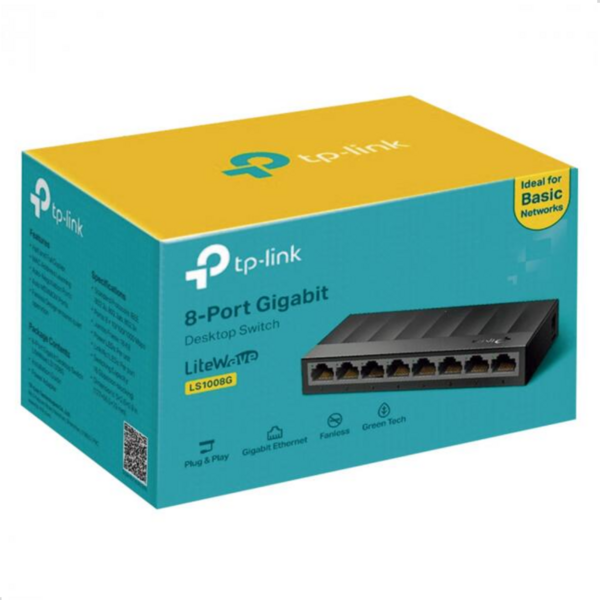 Imagem do produto SWITCH 8 PORTAS TP-LINK LS1008G GIGABIT 10/100/1000 - MESA
