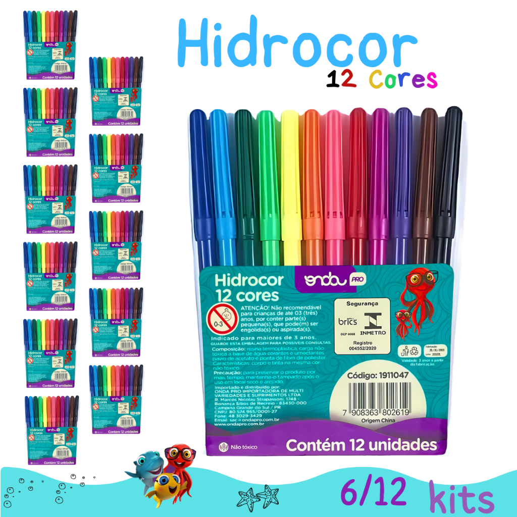 Imagem do produto KIT CANETA HIDROCOR C/02 AZ/PT AT BRASIL