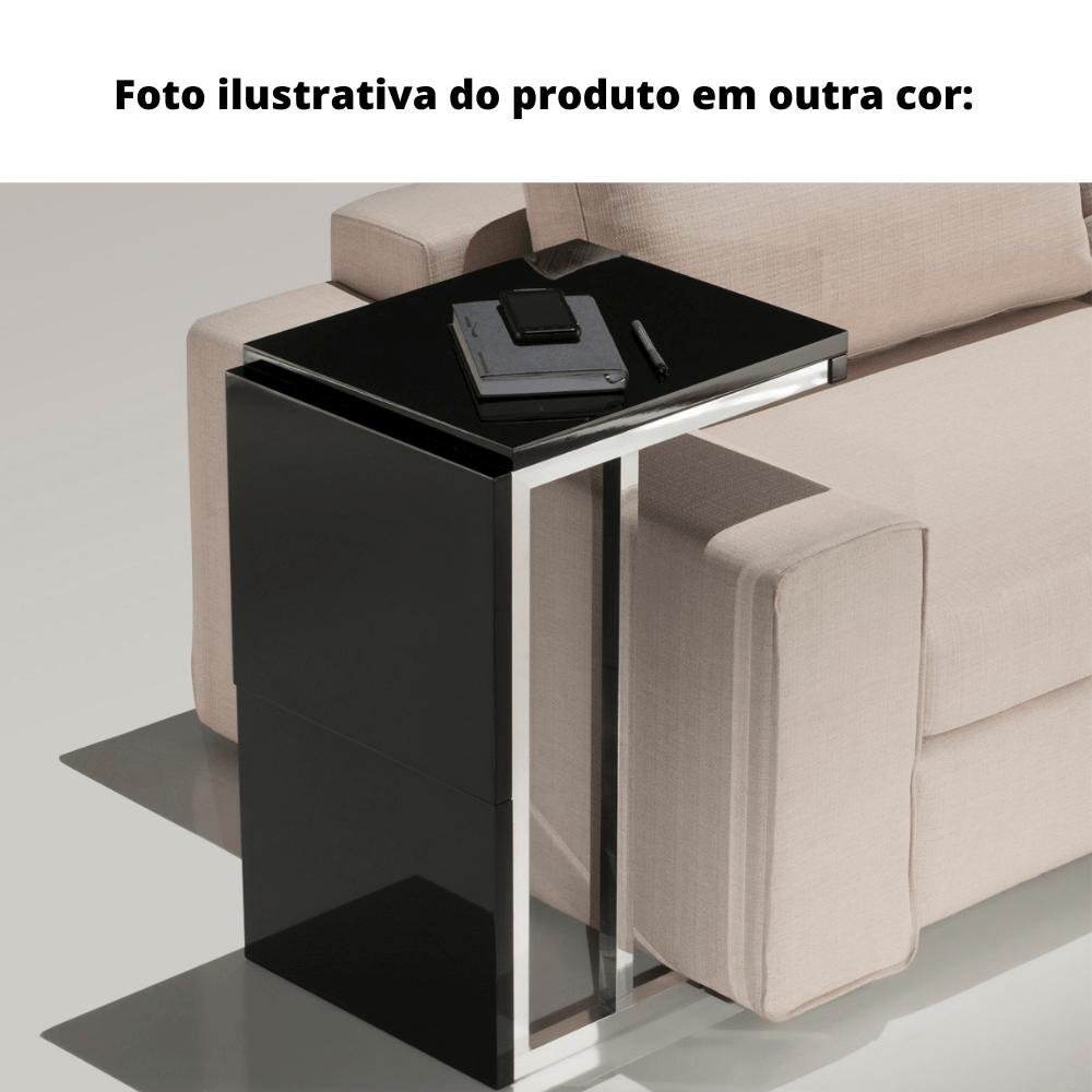 Imagem do produto MESA LATERAL RETANGULAR HAVANA LACA C/ VIDROH 155 CINZA/LAH
