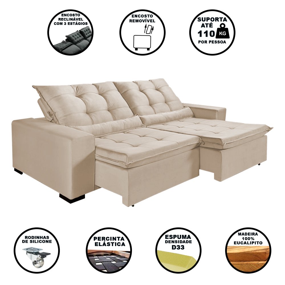 Imagem do produto SOFA BERLIM ACAB ESQ 158 S/BR TEC 8040 PE 05 CAST CLARO REF