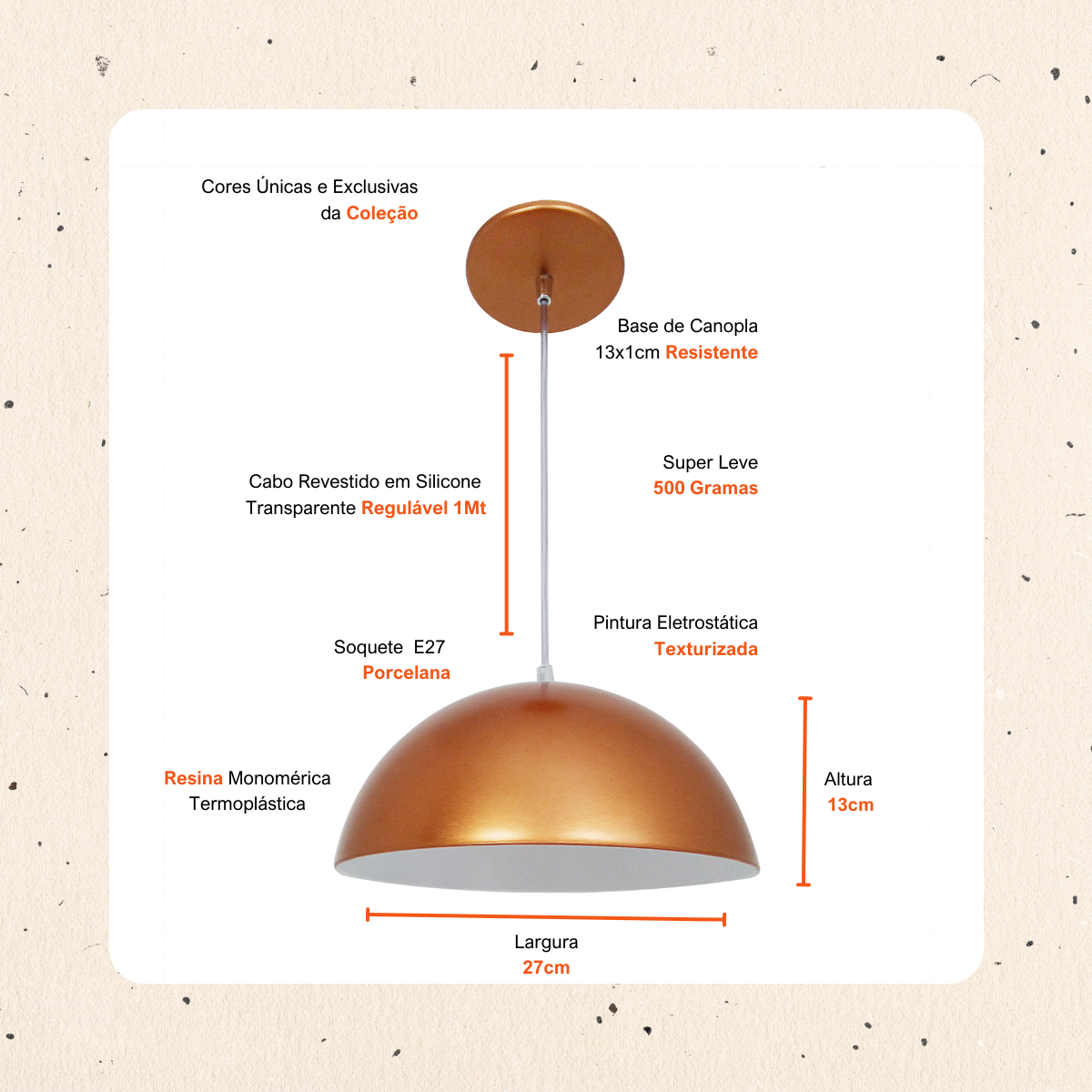 Imagem do produto LUMINARIA ESFER 1393 ROSE FOSCO