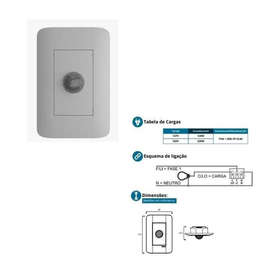 Imagem do produto SENSOR PRESENCA PAREDE TOUCH 4X2 EXATRON