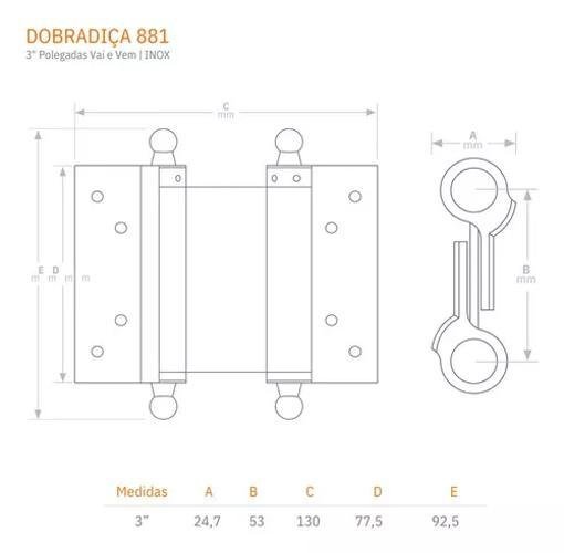Imagem do produto DOBRADICA VAI E VEM ZINC PT 881 X 3" SILVANA