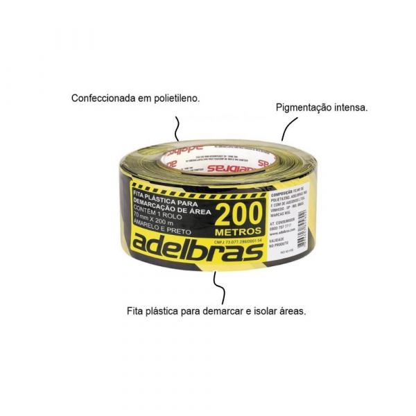 Imagem do produto FITA ZEBRADA PRETA/AMARELA 200MTS DELTAPLUS
