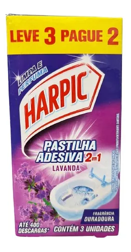Imagem do produto PASTILHA SANITARIA ADESIVA 2EM1 C/ 3 LAVANDA HARPIC