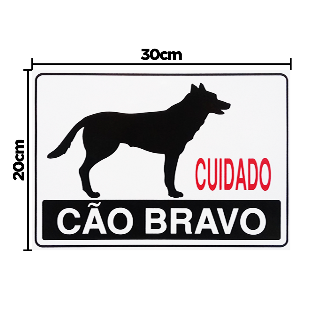 Imagem do produto PLACA SINALIZACAO CUIDADO COM O CAO BRAVO 30X20 EMPLAC SINALIZACAO